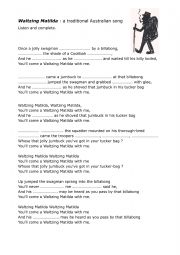 English Worksheet: Waltzing Matilda, an Australian song (listen and complete)