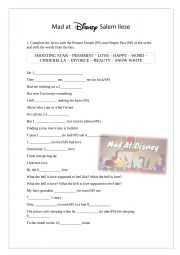 English Worksheet: Mad at Disney Salem Ilese Worksheet 