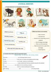 English Worksheet: Animal idioms