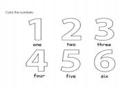 Color the numbers 1 to 6
