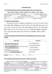 English Worksheet: Remedial work