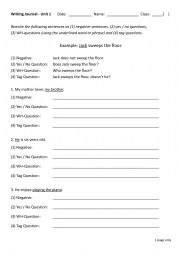 English Worksheet: Present Tense