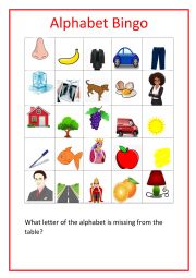 English Worksheet: Alphabet Series for beginners - Bingo