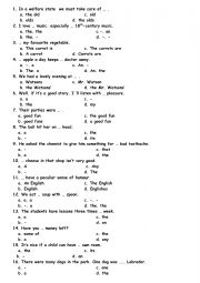 English Worksheet: article quiz