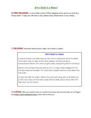 English worksheet: Jim�s Desk is a Mess!
