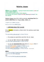 English Worksheet: Relative clauses