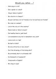 English Worksheet: WOULD YOU RATHER