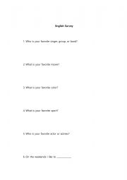 English Worksheet: English Survey