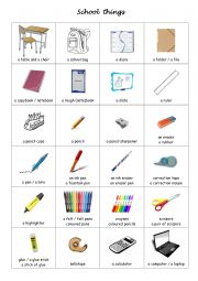 English Worksheet: School things