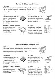 English Worksheet: Birthdays around the world