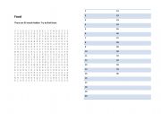 English Worksheet: Food - Wordsearch