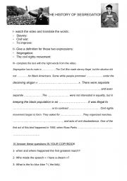 English Worksheet: the history of segregation