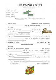 English Worksheet: Present, past & Future tenses 