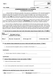 English Worksheet: test for 12th grade 