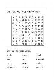 English Worksheet: christmas winter clothes