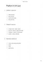English Worksheet: Platform 9 3/4 quiz