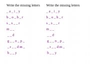 English Worksheet: Write the missing letter (family)