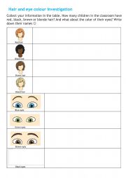 English Worksheet: COLOUR HAIR WORKSHEET