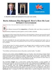 English worksheet: Boris Johnson has resigned