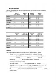 English Worksheet: airline timetable