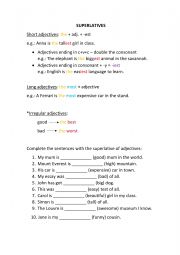 English Worksheet: Superlaives with grammar rule