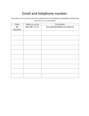 English Worksheet: Email and telephone number 