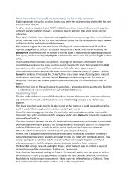 English Worksheet: ReachBot and the Caves of Mars