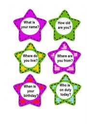 English Worksheet: Speaking stars
