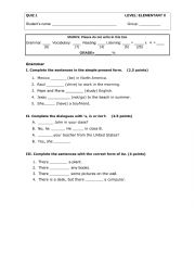 English Worksheet: Quiz Elementary2