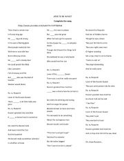 English Worksheet: Verb to be in past (song)