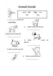 English Worksheet: Animal Sounds