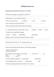 English Worksheet: anti bullying advert banned on british tv