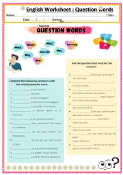 English Worksheet: Question words