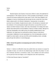 English Worksheet: Reading Comprehension: Olaudah Equiano
