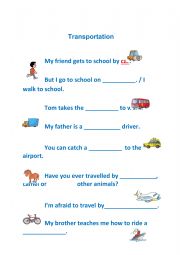English Worksheet: Transportation