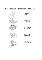 English Worksheet: Animals and abilities