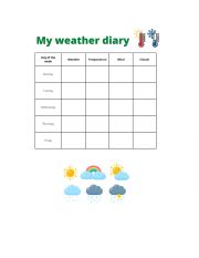 English Worksheet: My weather diary