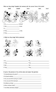 English Worksheet: Present Continuous with Disney characters