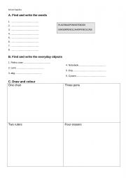 English Worksheet: School Supplies