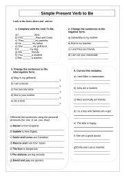 English Worksheet: Semple Present Verb to be