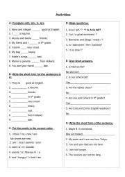 English Worksheet: Smplie Present Verb to be