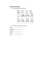English Worksheet: Toys and Family Vocabulary