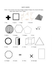English Worksheet: Shapes and Math in English