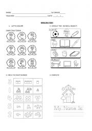 English Worksheet: ENGLISH TEST 1ST GRADE