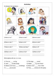 Present Verb to be and Feelings Worksheet