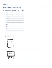 English Worksheet: school objects, numbers 