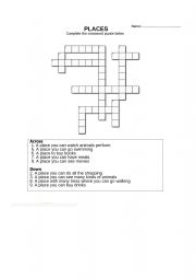 PLACES-CROSSWORD PUZZLE