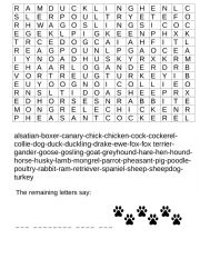 English Worksheet: WORDSEARCH: ANIMALS (FARM)