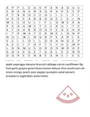 WORDSEARCH: FRUIT VEGETABLES