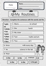 English Worksheet: my routines